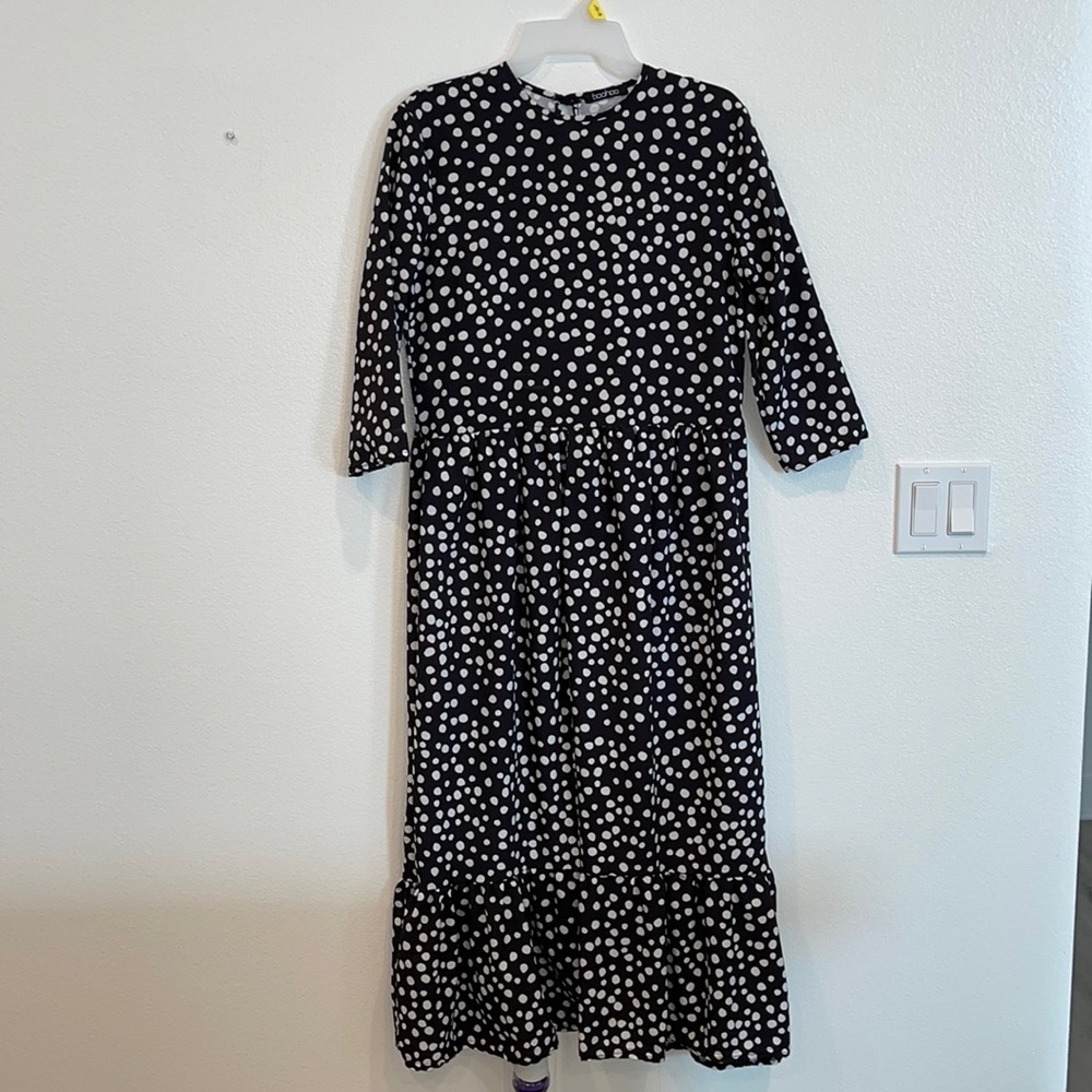 *NEW* Boohoo Polka Dot Long Skater Dress